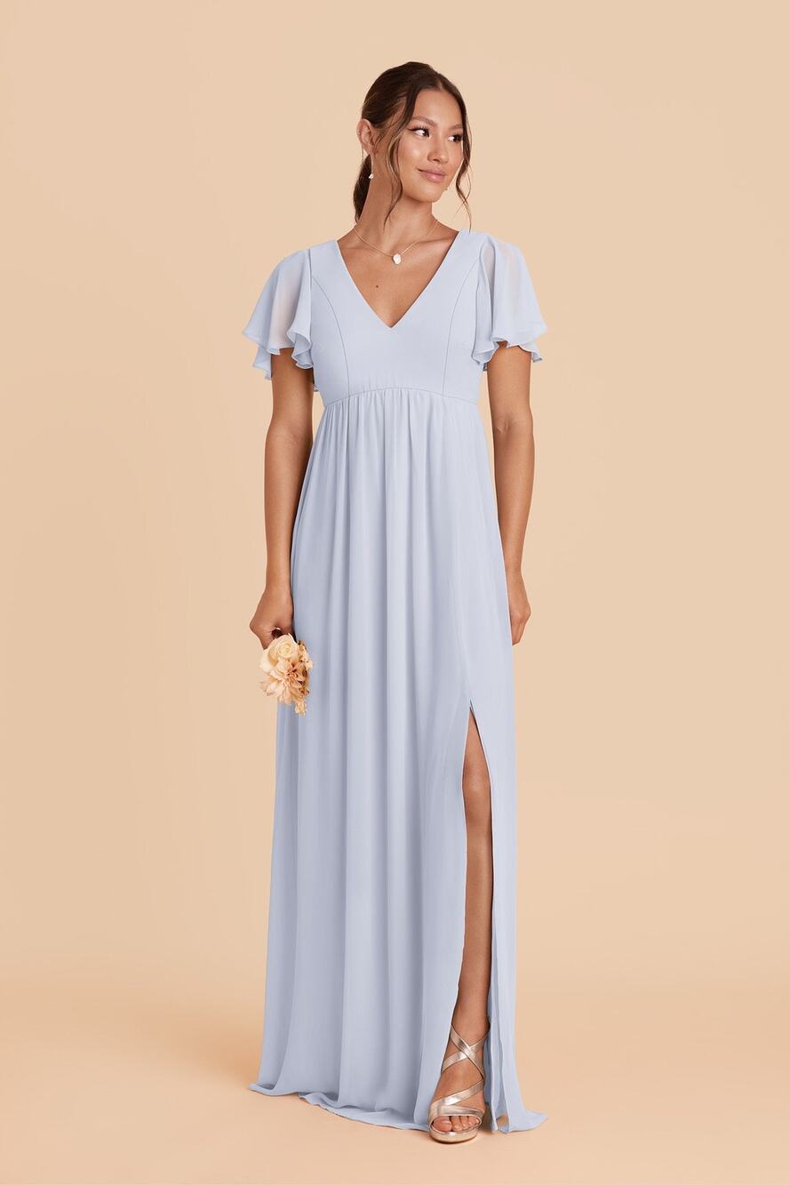 NWT Birdy Grey Hannah Dress Ice Blue Chiffon Bridesmaid Dress SZ LARGE NEW